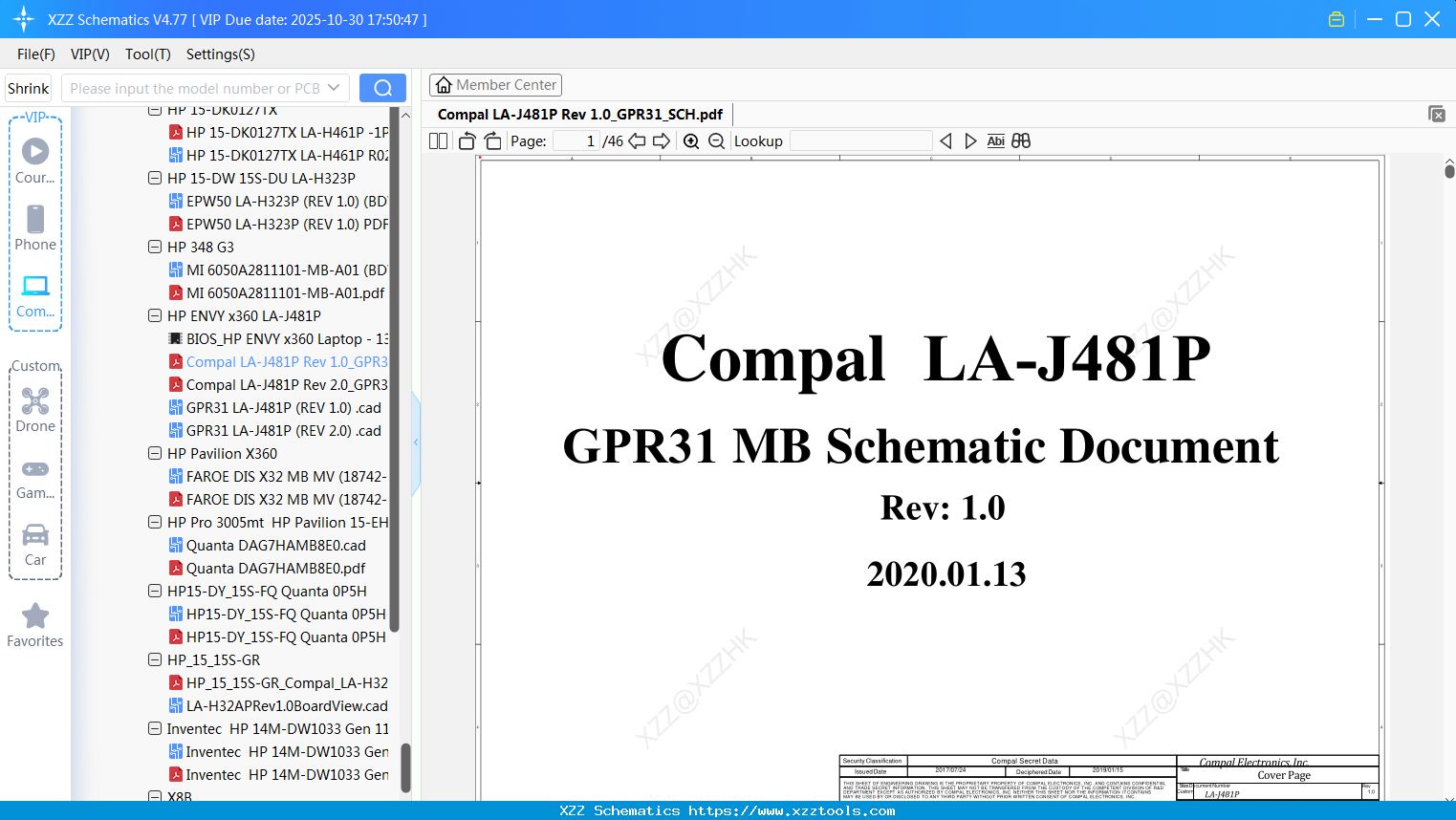 Laptop HP Compal LA-J481P Rev 1.0_GPR31_SCH